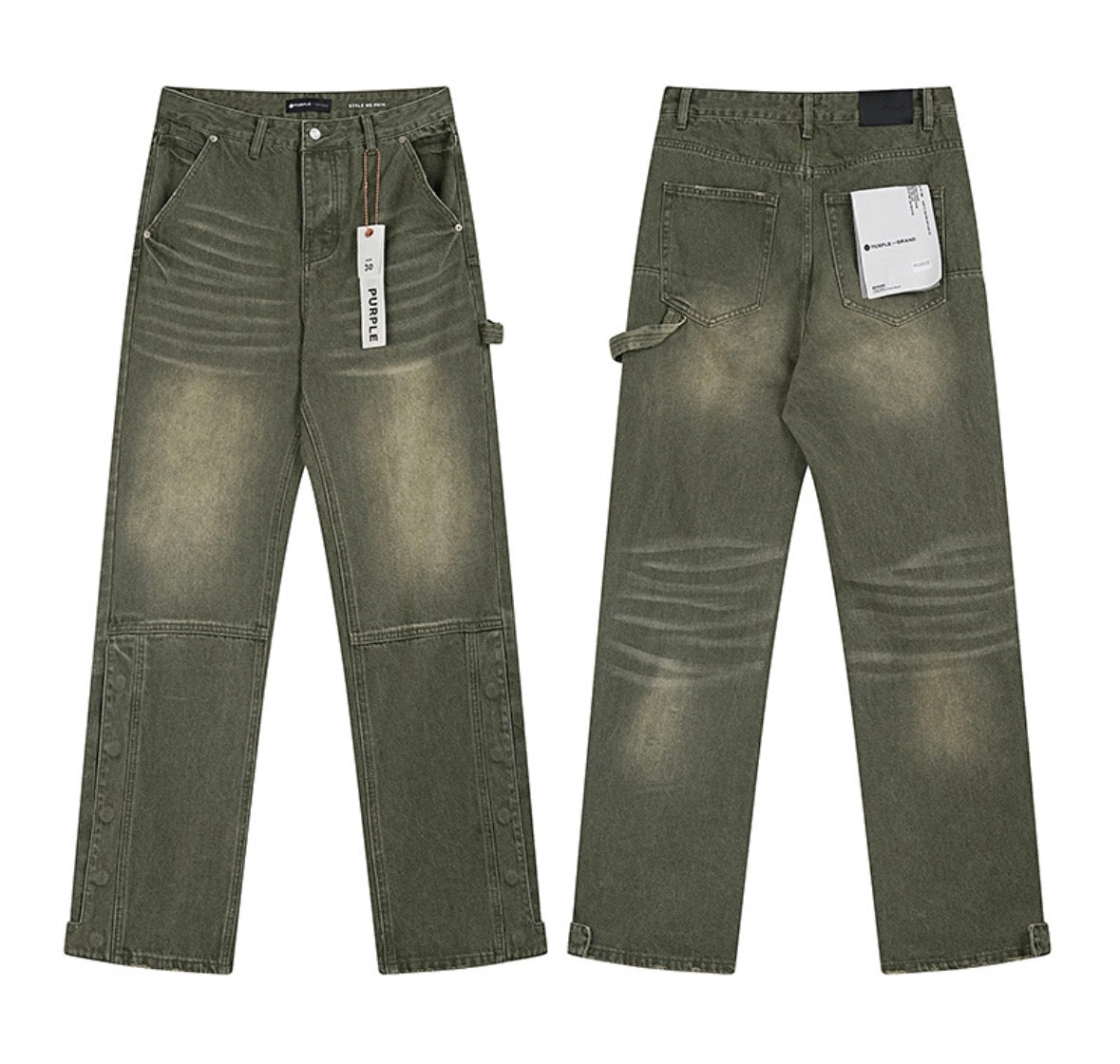 PURPLE Brand Olive Utility Carpenter Jeans