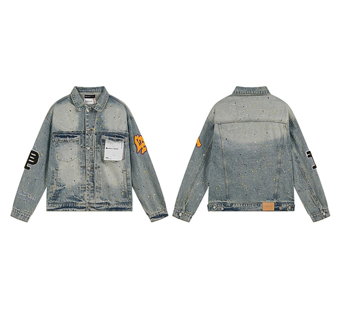 PURPLE Brand Varsity Patch Denim Jacket