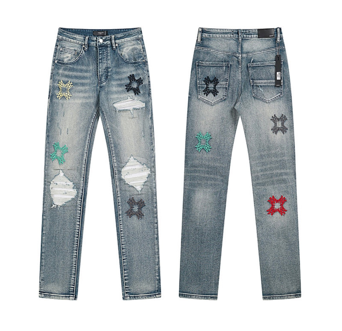 PURPLE Brand Patchwork Distressed Denim